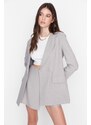 Trendyol Gray Regular Lined Buttoned Woven Blazer Jacket