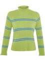 Trendyol zelený pruhovaný pletený svetr