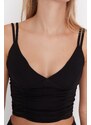 Trendyol Black Supported/Shaping Double Strap V-Neck Knitted Sports Bra