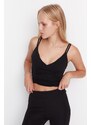 Trendyol Black Supported/Shaping Double Strap V-Neck Knitted Sports Bra