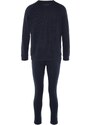 Trendyol Navy Blue Regular Fit Waffle Knitted Pajamas Set