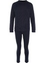 Trendyol Navy Blue Regular Fit Waffle Knitted Pajamas Set