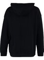 Trendyol Black Oversize/Wide-Fit Hooded Tiny Embroidery Detail Thick Sweatshirt