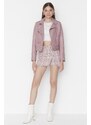 Trendyol Pink High Waist Tweed Woven Shorts Skirt