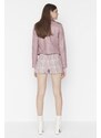 Trendyol Pink High Waist Tweed Woven Shorts Skirt