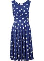 bonprix Úpletové šaty s puntíky Modrá