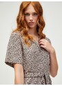 Černo-béžové vzorované košilové midišaty Pieces Olivia - Dámské