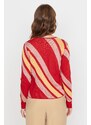 Pletený svetr Trendyol s červeným barevným blokem