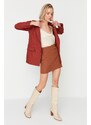 Trendyol Brown Woven Button Mini Skirt