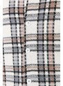 Trendyol Beige Unisex Regular Fit Plaid Tweed Shirt