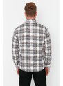 Trendyol Beige Unisex Regular Fit Plaid Tweed Shirt