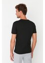 Trendyol černo-bílá pánské basic slim fit 100% bavlna 2-balení tričko s krátkým rukávem s výstřihem