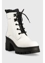 Kožené kotníkové boty Calvin Klein Jeans Chunky Heeled Boot Laceup dámské, bílá barva, na podpatku