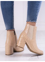 Boots daggers on the post Shelovet beige with pattern