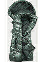 S'WEST Lesklá zelená vesta s kapucí (B8025-10)
