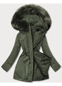 MHM Teplá oboustranná dámská zimní bunda v khaki barvě (W610)