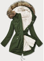 MHM Khaki/ecru teplá dámská zimní bunda (W629BIG)