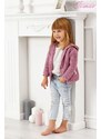 Dívčí svetr růžový s kapucí Jomar 730