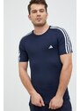 Tréninkové tričko adidas Performance Techfit 3-stripes tmavomodrá barva, s potiskem