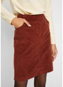 bonprix Strečová bavlněná sukně z manšestru s pohodlným pasem Hnědá
