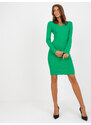 Fashionhunters Základní zelené pruhované šaty nad kolena