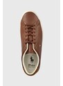 Kožené sneakers boty Polo Ralph Lauren Longwood hnědá barva