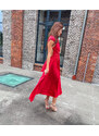 Sqvele Vázací šaty VIVIEN MIDI červené shine