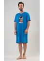 Cool Comics Pánská noční košile s krátkým rukávem Bulldog - modrá
