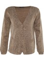 Trendyol Mink Padded Pocket Detailed Knitwear Cardigan