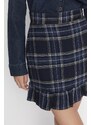 Trendyol Blue Checked Patterned Mini Woven Mini Skirt with Ruffles
