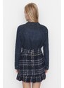 Trendyol Blue Checked Patterned Mini Woven Mini Skirt with Ruffles