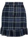 Trendyol Blue Checked Patterned Mini Woven Mini Skirt with Ruffles