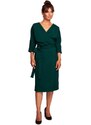 BeWear B241 Zavinovací šaty s páskem na zavazování - tmavě zelené