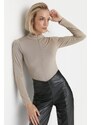 Trendyol Mink Zipper High Neck Long Sleeve Flexible Snaps Knitted Body