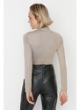 Trendyol Mink Zipper High Neck Long Sleeve Flexible Snaps Knitted Body