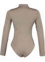 Trendyol Mink Zipper High Neck Long Sleeve Flexible Snaps Knitted Body