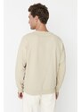 Trendyol Stone Men's Oversize/Wide-Fit Crew Neck Geometric Printed Sweatshirt