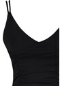 Trendyol Black Supported/Shaping Double Strap V-Neck Knitted Sports Bra