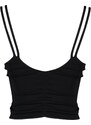 Trendyol Black Supported/Shaping Double Strap V-Neck Knitted Sports Bra