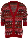 Trendyol Multi-colored Men's Oversize Fit Wide-Mount Christmas Knitwear Cardigan.