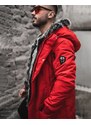 Fashionformen Prodloužená pánská zimní bunda parka červená OJ Stranger