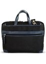 Arwel Kožená business taška na notebook - černomodrá