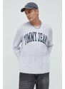 Svetr Tommy Jeans pánský, šedá barva,