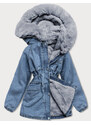 S'WEST Světle modro/šedá dámská džínová bunda s kožešinovou podšívkou (BR8048-5009)