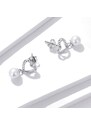 GRACE Silver Jewellery Stříbrné náušnice s perlou a zirkony Michela, stříbro 925/1000