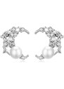 GRACE Silver Jewellery Stříbrné náušnice s perlou Moon & Pearl, stříbro 925/1000