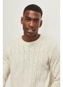 AC&Co / Altınyıldız Classics Men's Ecru Standard Fit Regular Cut Crew Neck Jacquard Knitwear Sweater