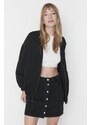 Trendyol černá oversized džínová bunda bomber na zip