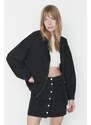 Trendyol černá oversized džínová bunda bomber na zip