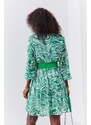 FASARDI Zelené šifonové šaty s širokým páskem